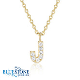 Gold Plated "J" Initial Necklace with CZ- 18"